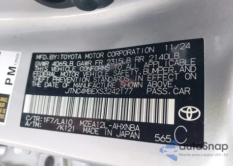 2025 Toyota Corolla Xse from USA, damaged, VIN JTNC4MBEXS3242177
